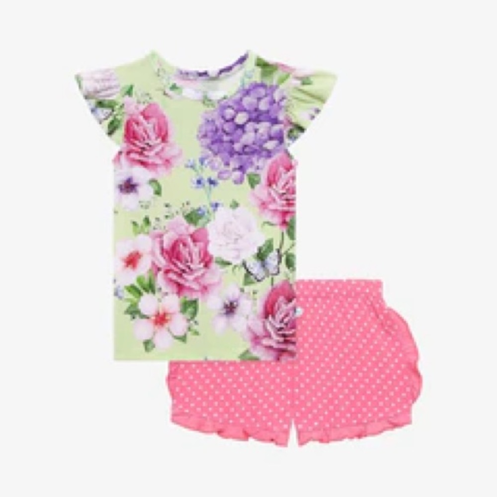 Posh Peanut Georgina Ruffled Cap Sleeve Top Ruffled Short Set
